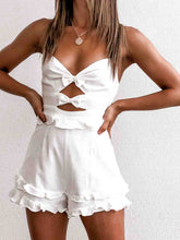 Load image into Gallery viewer, Ruffled Suspender Zipper Playsuit Sexy Bow Jumpsuit