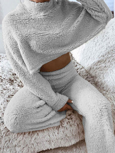 Solid Color Furry Home Sports Suit