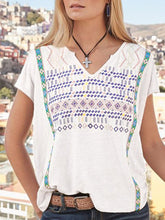 Load image into Gallery viewer, Short SleeveV Neck Cotton-Blend T-Shirts &amp; Tops