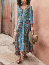 Load image into Gallery viewer, Vintage Round Neck Cropped Sleeve Print Dress