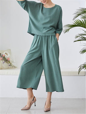 Fashion Casual Solid Color Loose Pants Suits