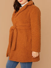 Load image into Gallery viewer, Plus Pocket Side Belted Teddy Coat