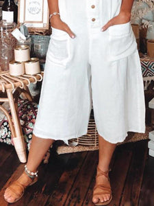 Sleeveless Short Loose Casual Pockets Jumpsuit