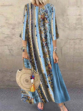 Load image into Gallery viewer, Fashion Casual Printed Stitching Round Neck Maxi Dresses