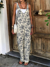 Load image into Gallery viewer, Deep V Printed Loose Jumpsuit