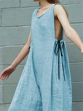 Load image into Gallery viewer, Solid Color Cotton Linen Sleeveless Wide Leg Jumpsuits