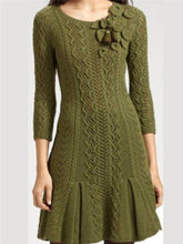 Load image into Gallery viewer, Green Autumn And Winter Elegant Knit Dress