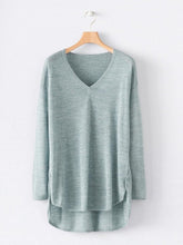 Load image into Gallery viewer, V-neck Knitted Irregular Long Sleeve Sweater