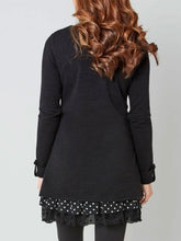 Load image into Gallery viewer, High-necked Dot Print Stitching Sleeve Long-sleeved Long T-shirt