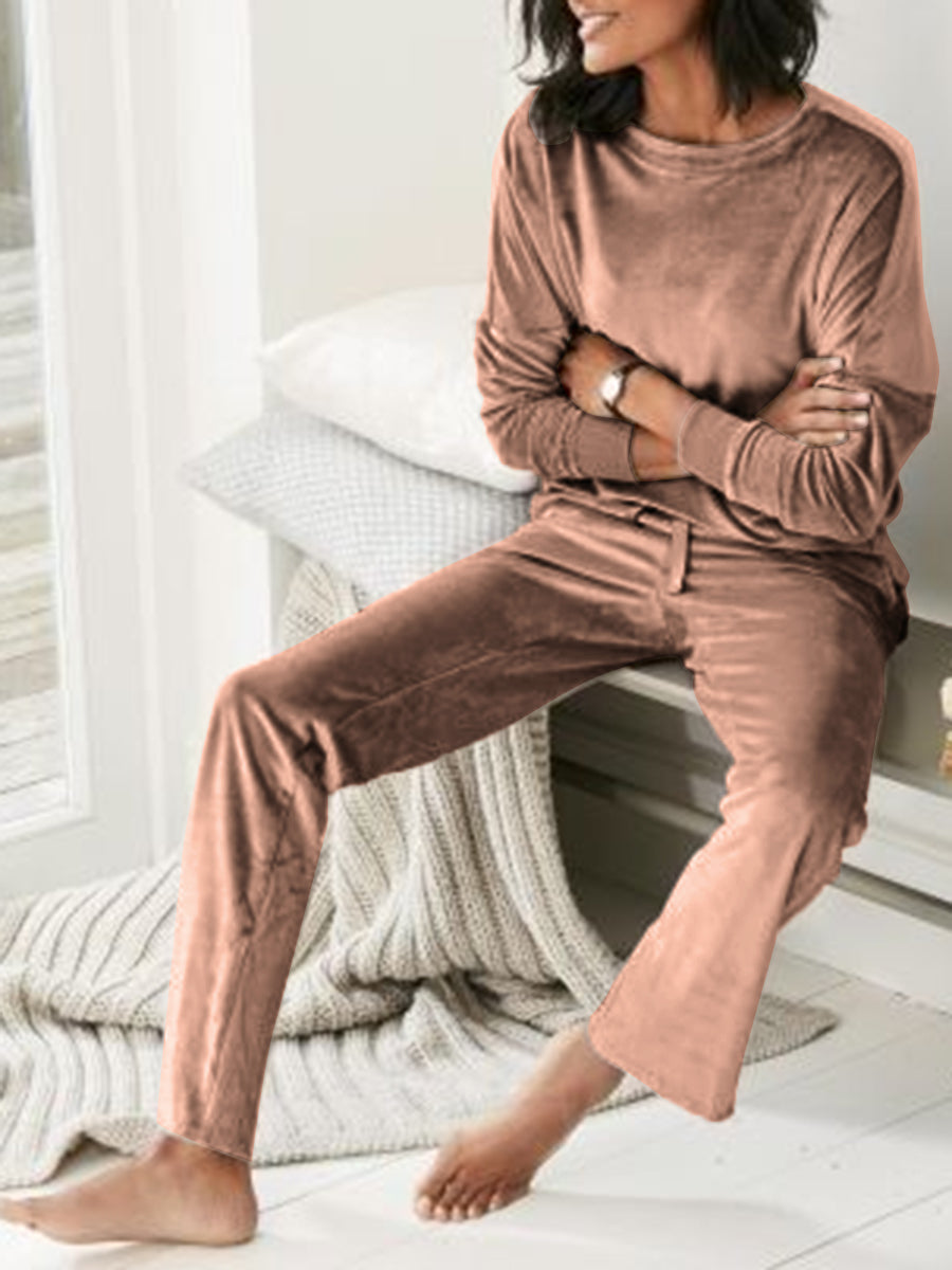 Solid Color Long Sleeve Leisure Suit
