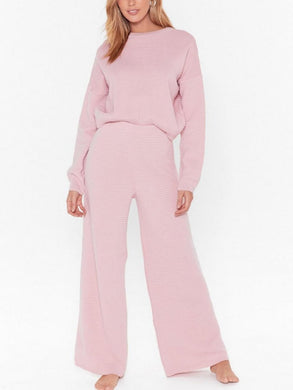 Knitted Round Neck Loose Two-piece Suit