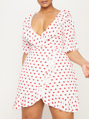 Love Printed V-Neck Mini Dress