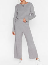 Load image into Gallery viewer, Round Neck Solid Color Loose Casual Knit Two-piece Suit