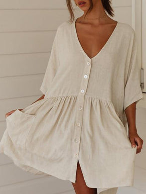 Cotton Linen Casual Dress