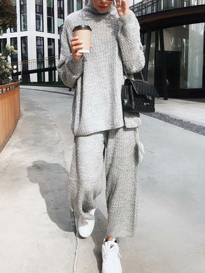 Knitted Long Sleeve Two Piece Set