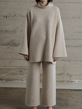 Load image into Gallery viewer, Solid Color Half Turtleneck Knit Top Pants Two Piece Suit