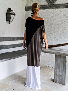 Women Color Block Loose Maxi Dress