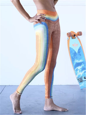 Fashion Rainbow Striped Hip Yoga Pants