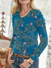 Load image into Gallery viewer, Boho Floral Round Neck Shirts &amp; Tops