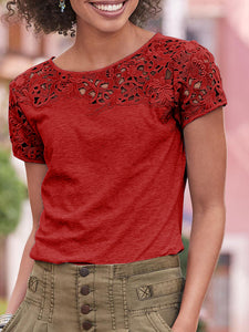 Casual Loose Lace T-Shirt Top