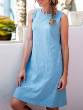 Load image into Gallery viewer, Casual Sleeveless Linen Crew Neck Dresses