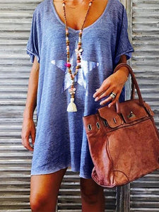 Printed Casual Short Sleeve Mini Dresses