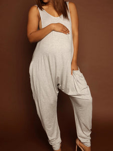 Maternity Vest Solid Color Jumpsuit