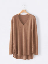 Load image into Gallery viewer, V-neck Knitted Irregular Long Sleeve Sweater