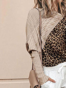 Fashion Leopard Print Sloping Shoulder Loose Blouse