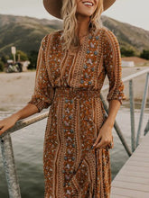 Load image into Gallery viewer, Stylish Bohemian Print V-Neck Cropped Sleeve Dress