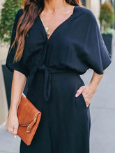 Load image into Gallery viewer, Solid Color Casual V-Neck Jumpsuit