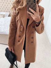 Load image into Gallery viewer, Autumn and Winter Solid Color Long-sleeved Double-breasted Mid-length Coats