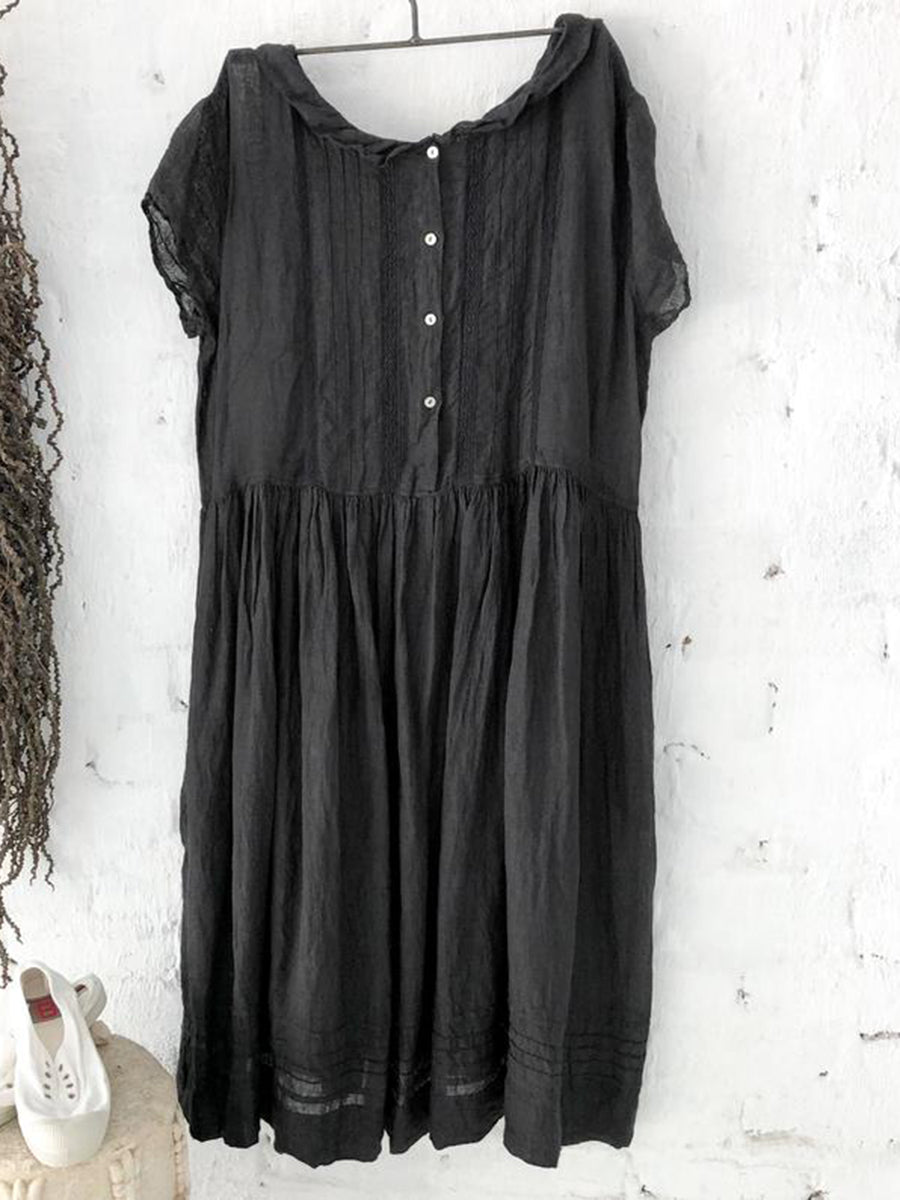 Cotton and Linen Casual Button Dress