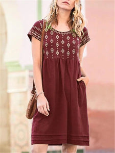 Literary Small Fresh Print Loose Dresses