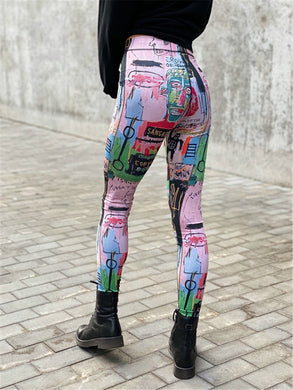 Graffiti Printed Tight Hips Yoga Pants