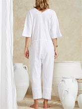 Load image into Gallery viewer, Fashion Vacation Solid Color V Neck Loose Jumpsuits