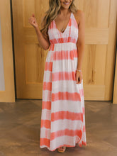 Load image into Gallery viewer, Women Chic Coral Print Back Tie Dye Maxi Dress