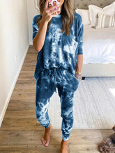 Load image into Gallery viewer, Simple Casual Loose Round Neck Long Sleeve Top Pants Tie Dye Suit