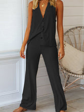 Load image into Gallery viewer, Women&#39;s V Neck Tops Casual Pants Plain Suits