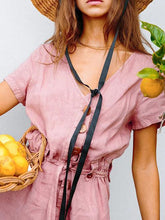 Load image into Gallery viewer, Button V Neck Short Sleeve Jumpsuit