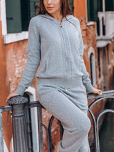 Load image into Gallery viewer, Hooded zip casual knit two-piece suit