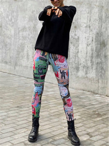 Graffiti Printed Tight Hips Yoga Pants