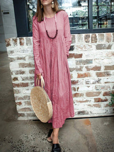 Cotton and Linen Dress Loose Large Dress