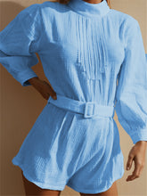 Load image into Gallery viewer, Fashion Lady Lace Stitching Stand Collar Solid Color Jumpsuits