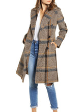 Load image into Gallery viewer, Plaid Double Breasted Coat