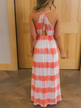 Load image into Gallery viewer, Women Chic Coral Print Back Tie Dye Maxi Dress