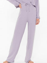 Load image into Gallery viewer, Solid Color Round Neck Knitted Top Pants Two-piece Suit