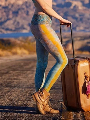 Retro Gradient Rhombus Printed Skinny Fitness Yoga Pants