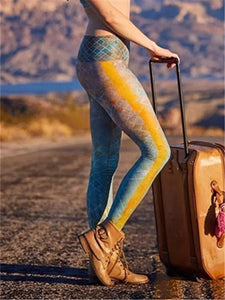 Retro Gradient Rhombus Printed Skinny Fitness Yoga Pants