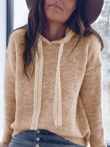 Solid Color Hooded Knitted Jumper Sweater